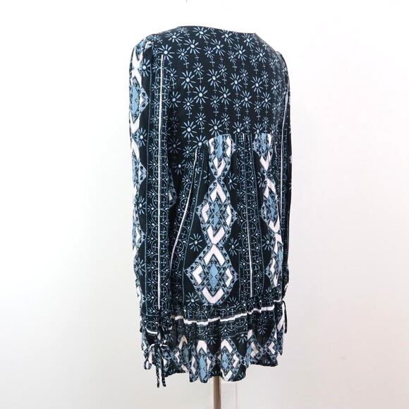 Free People Size M Down By the the Bay Tunic Dress Black Blue White - Picture 4 of 13